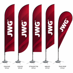 wind flag stand flying banner 1 & 2 sides custom shapes jt bfs345